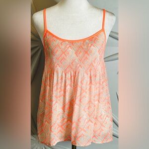 Princess Vera Wang SZM orange/gray sheer spaghetti adjustable strap top bust 34”